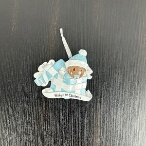 Christmas Ornament Holiday Baby's First Christmas Blue Can Be Personalized‎
